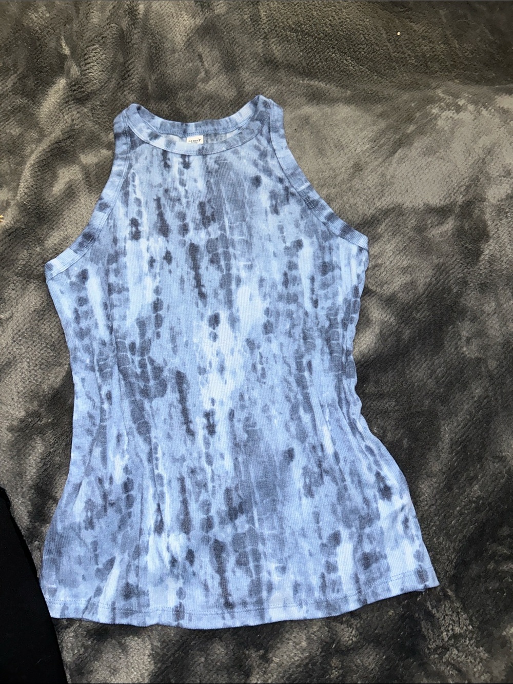 Old Navy Blue Tie-Dye Ribbed Halter Tank